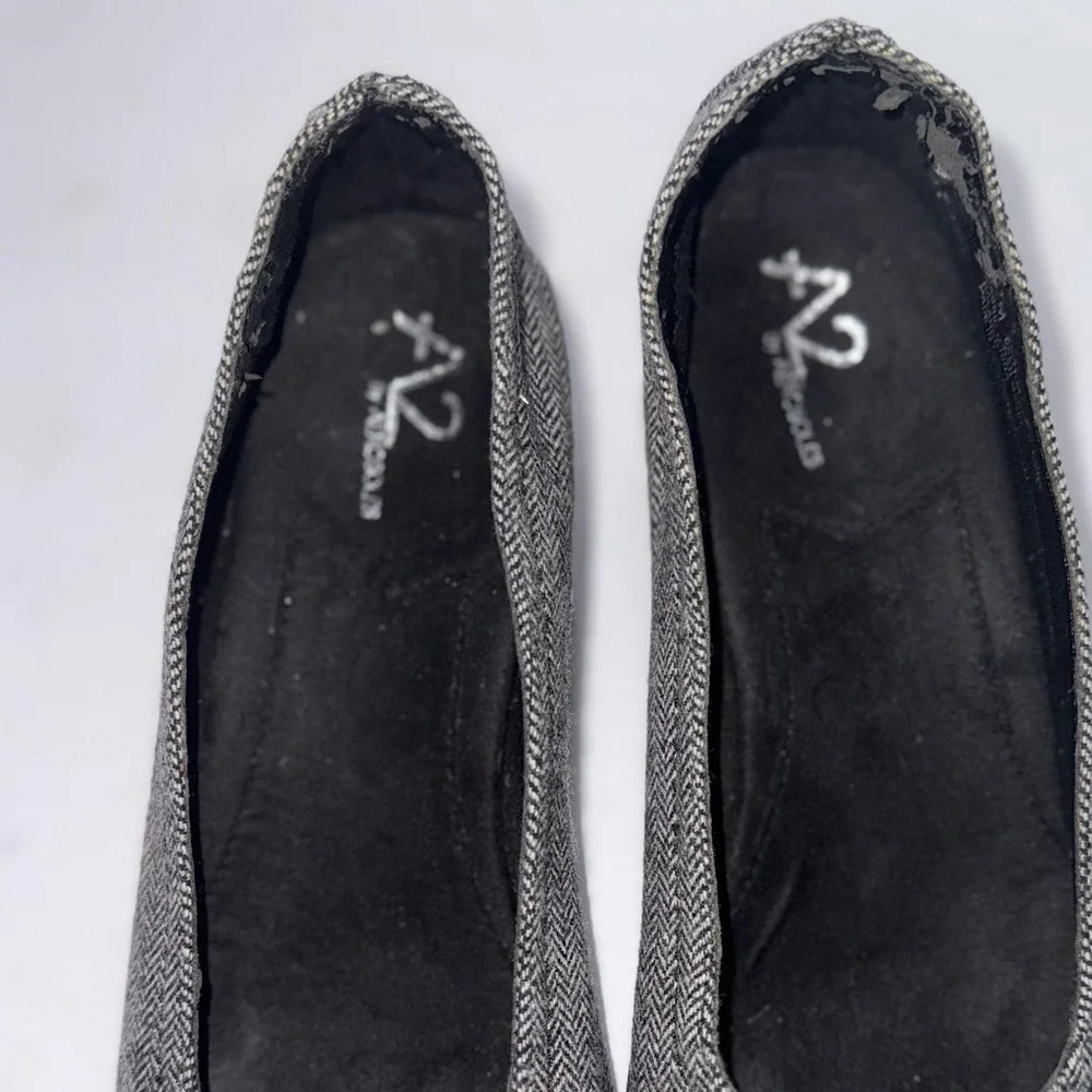 A2 by Aerosoles Black White Herringbone‎ Low Wedge Heel Bow Sz 8.5 Preppy Office